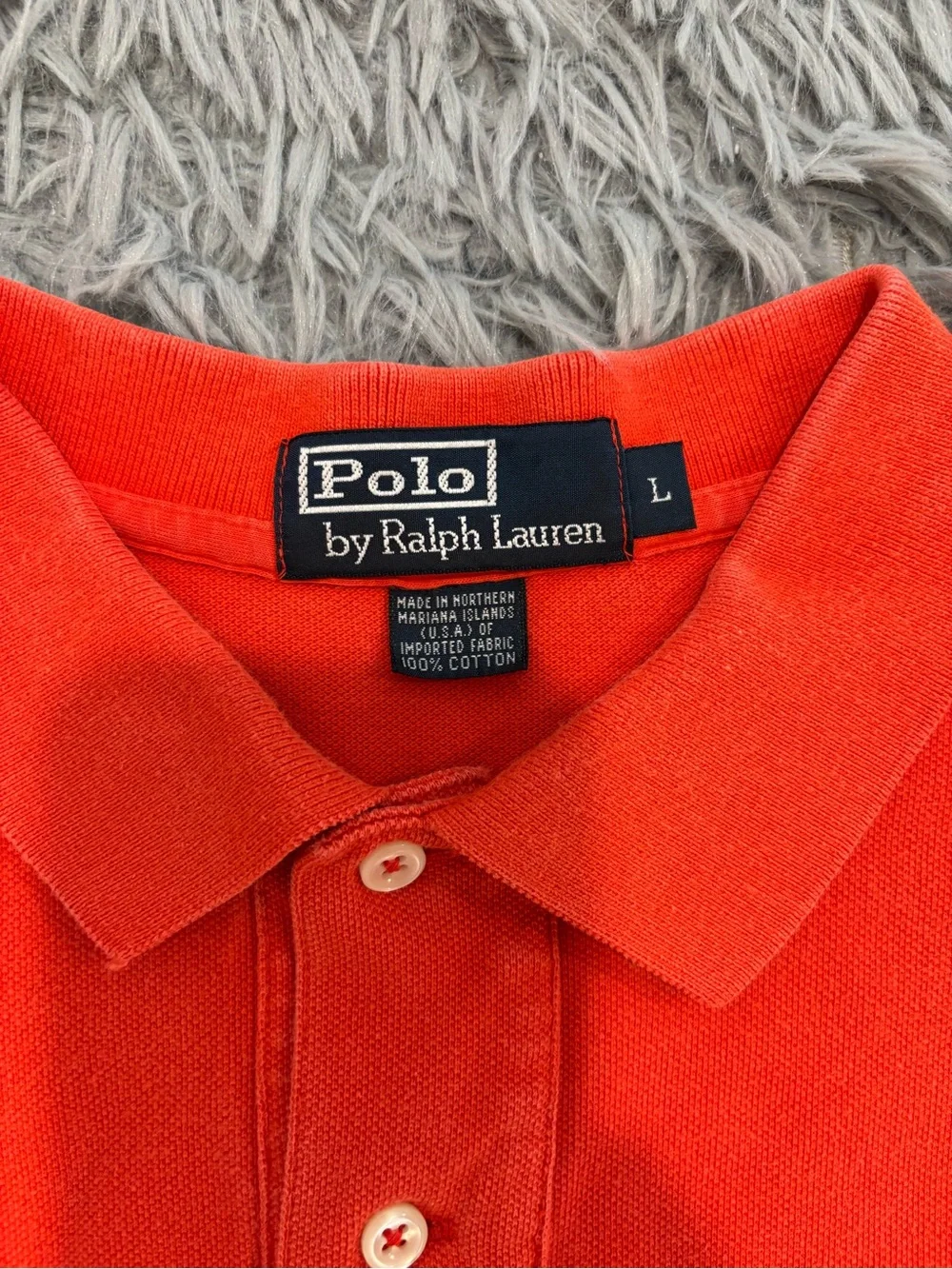 Vintage Polo Ralph Lauren Men’s Long Sleeve Polo Shirt Orange Red Large Preppy